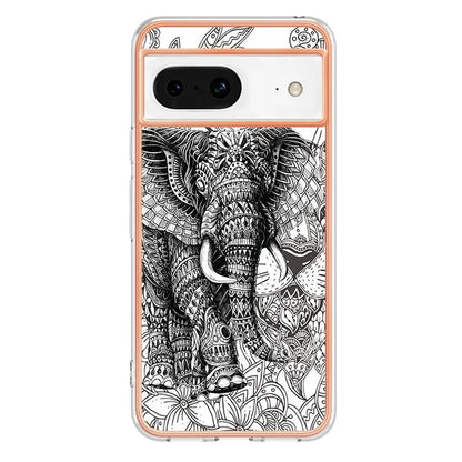 YB IMD Series-19 Style-D For Google Pixel 8 Case IMD Pattern Electroplated TPU Phone Cover
