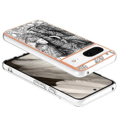 YB IMD Series-19 Style-D For Google Pixel 8 Case IMD Pattern Electroplated TPU Phone Cover