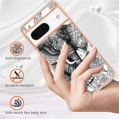 YB IMD Series-19 Style-D For Google Pixel 8 Case IMD Pattern Electroplated TPU Phone Cover