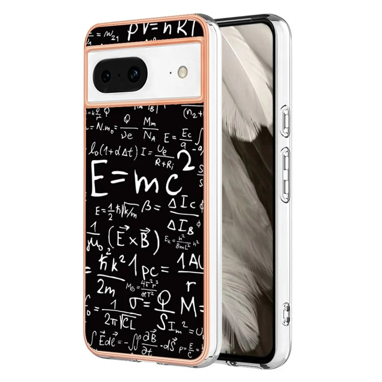 YB IMD Series-19 Style-D For Google Pixel 8 Case IMD Pattern Electroplated TPU Phone Cover
