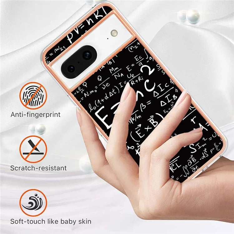 YB IMD Series-19 Style-D For Google Pixel 8 Case IMD Pattern Electroplated TPU Phone Cover