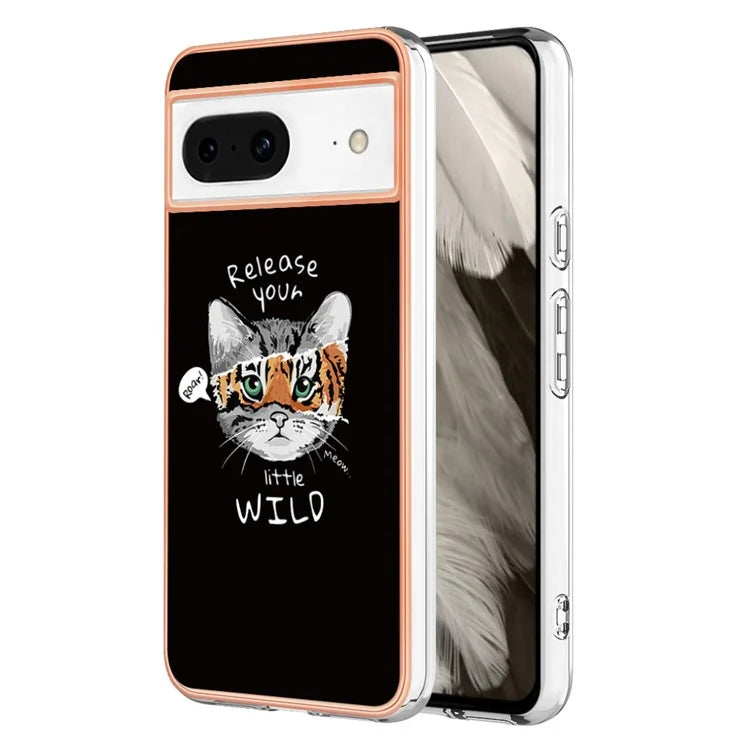 YB IMD Series-19 Style-D For Google Pixel 8 Case IMD Pattern Electroplated TPU Phone Cover