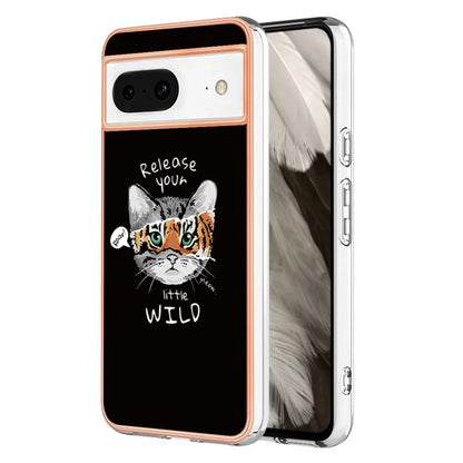YB IMD Series-19 Style-D For Google Pixel 8 Case IMD Pattern Electroplated TPU Phone Cover