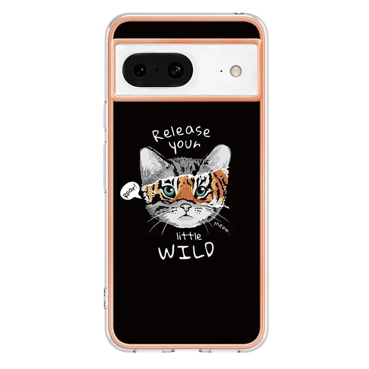 YB IMD Series-19 Style-D For Google Pixel 8 Case IMD Pattern Electroplated TPU Phone Cover