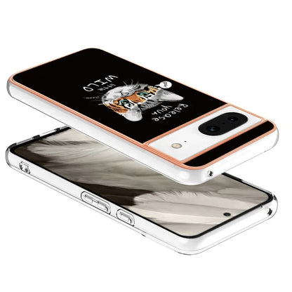 YB IMD Series-19 Style-D For Google Pixel 8 Case IMD Pattern Electroplated TPU Phone Cover