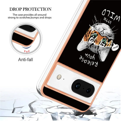 YB IMD Series-19 Style-D For Google Pixel 8 Case IMD Pattern Electroplated TPU Phone Cover