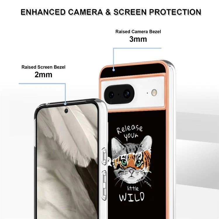 YB IMD Series-19 Style-D For Google Pixel 8 Case IMD Pattern Electroplated TPU Phone Cover