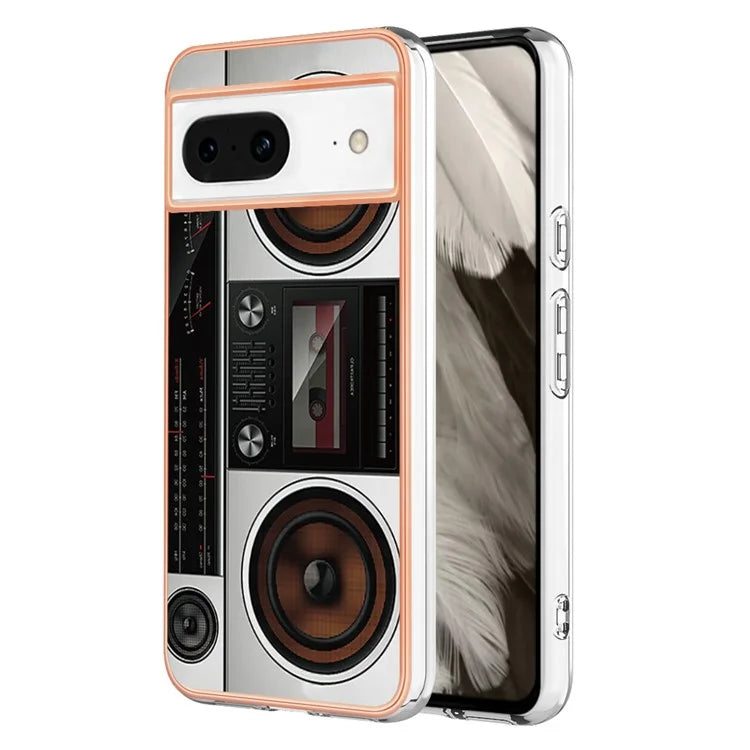 YB IMD Series-19 Style-D For Google Pixel 8 Case IMD Pattern Electroplated TPU Phone Cover