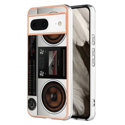YB IMD Series-19 Style-D For Google Pixel 8 Case IMD Pattern Electroplated TPU Phone Cover