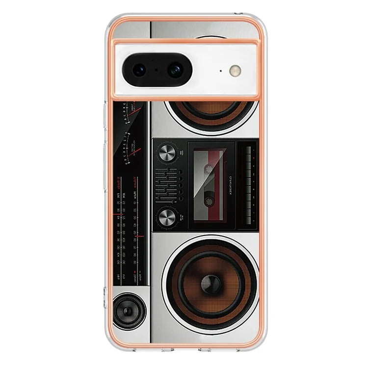 YB IMD Series-19 Style-D For Google Pixel 8 Case IMD Pattern Electroplated TPU Phone Cover