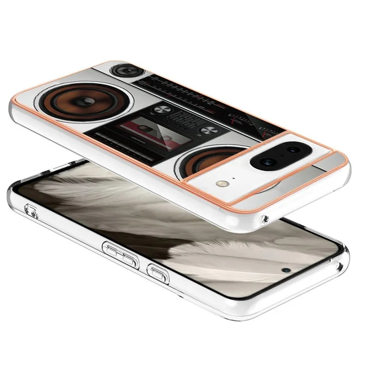 YB IMD Series-19 Style-D For Google Pixel 8 Case IMD Pattern Electroplated TPU Phone Cover