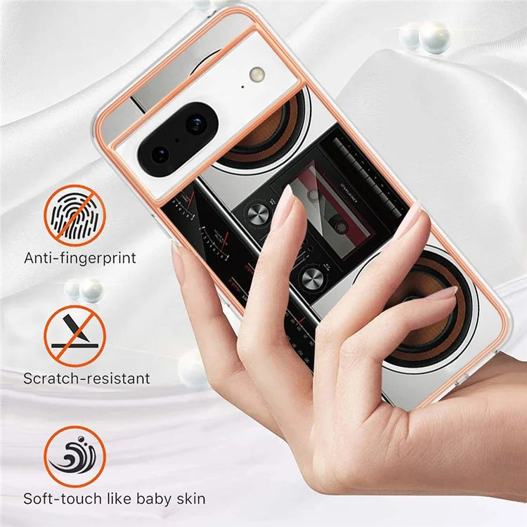 YB IMD Series-19 Style-D For Google Pixel 8 Case IMD Pattern Electroplated TPU Phone Cover