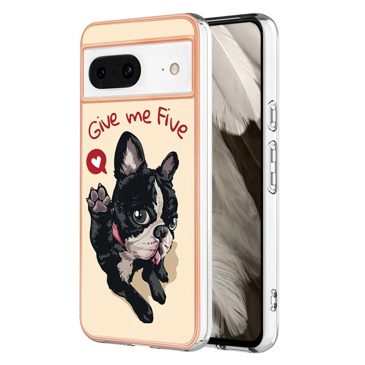 YB IMD Series-19 Style-D For Google Pixel 8 Case IMD Pattern Electroplated TPU Phone Cover
