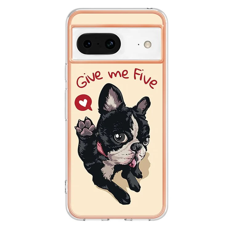 YB IMD Series-19 Style-D For Google Pixel 8 Case IMD Pattern Electroplated TPU Phone Cover