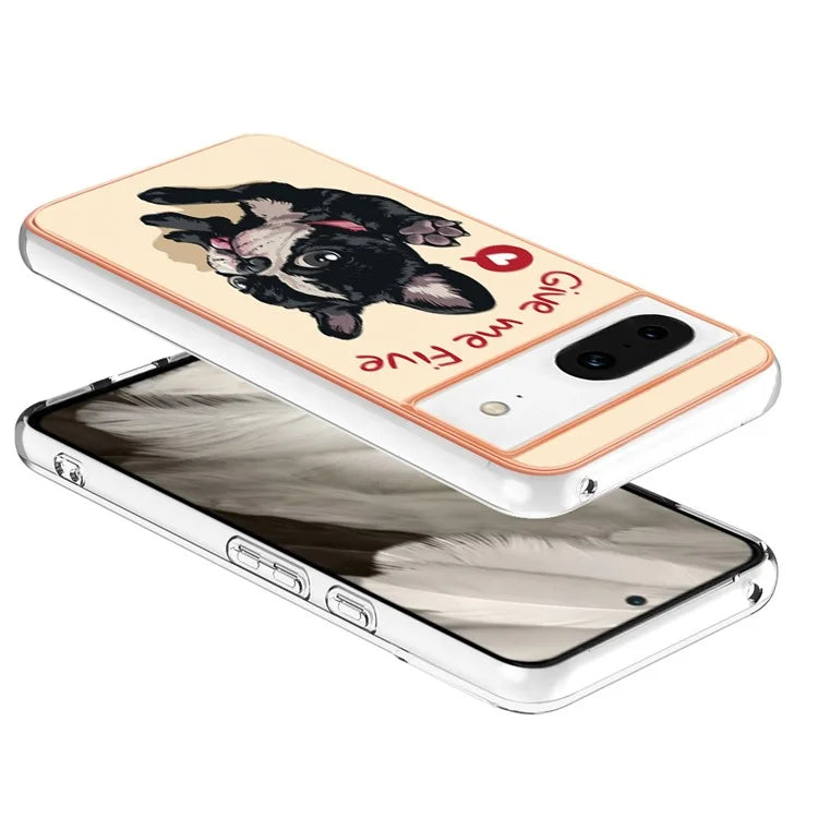 YB IMD Series-19 Style-D For Google Pixel 8 Case IMD Pattern Electroplated TPU Phone Cover