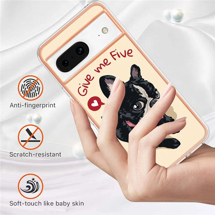 YB IMD Series-19 Style-D For Google Pixel 8 Case IMD Pattern Electroplated TPU Phone Cover