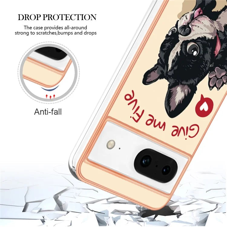 YB IMD Series-19 Style-D For Google Pixel 8 Case IMD Pattern Electroplated TPU Phone Cover