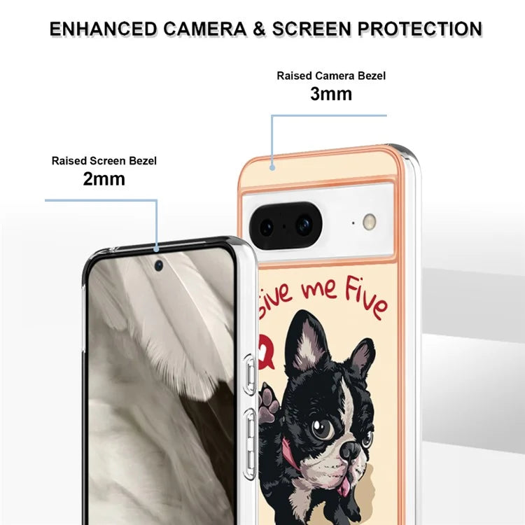 YB IMD Series-19 Style-D For Google Pixel 8 Case IMD Pattern Electroplated TPU Phone Cover
