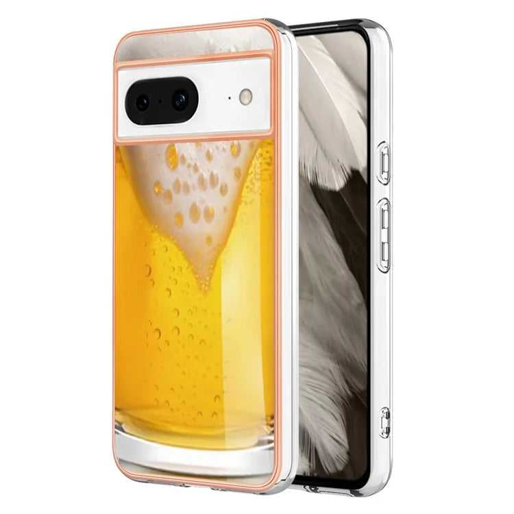 YB IMD Series-19 Style-D For Google Pixel 8 Case IMD Pattern Electroplated TPU Phone Cover