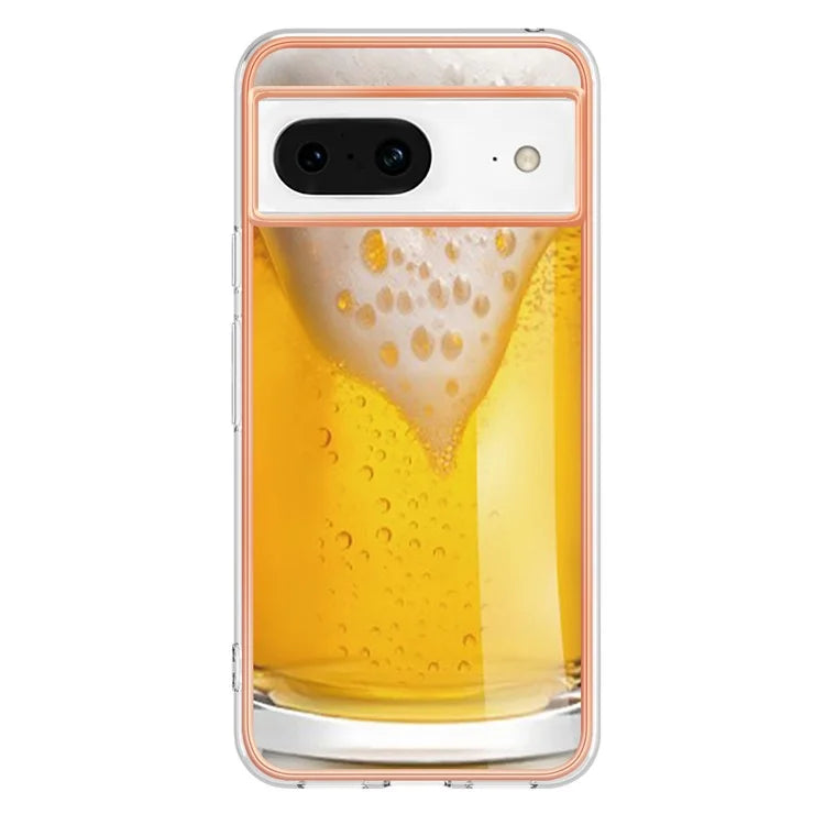 YB IMD Series-19 Style-D For Google Pixel 8 Case IMD Pattern Electroplated TPU Phone Cover