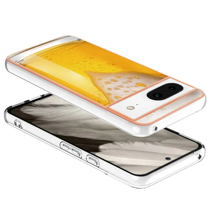 YB IMD Series-19 Style-D For Google Pixel 8 Case IMD Pattern Electroplated TPU Phone Cover