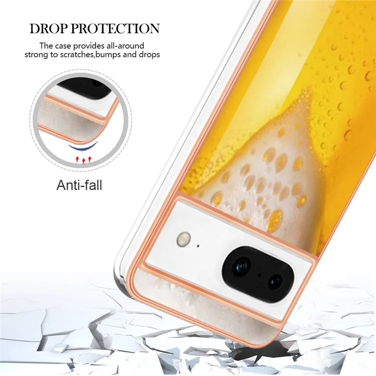 YB IMD Series-19 Style-D For Google Pixel 8 Case IMD Pattern Electroplated TPU Phone Cover