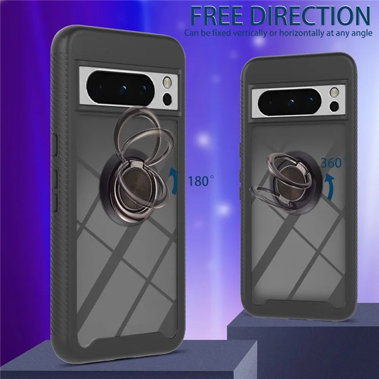 YB PC Series-5 For Google Pixel 8 Pro Case PC+TPU Ring Kickstand Phone Protective Cover