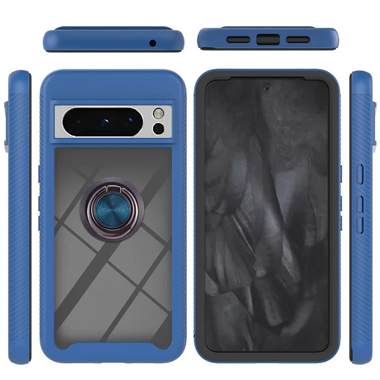 YB PC Series-5 For Google Pixel 8 Pro Case PC+TPU Ring Kickstand Phone Protective Cover