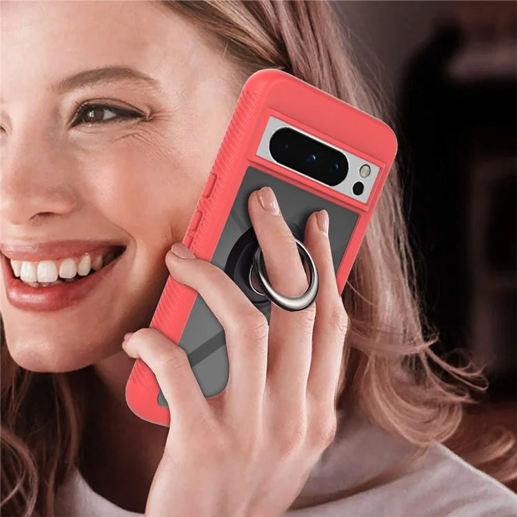 YB PC Series-5 For Google Pixel 8 Pro Case PC+TPU Ring Kickstand Phone Protective Cover
