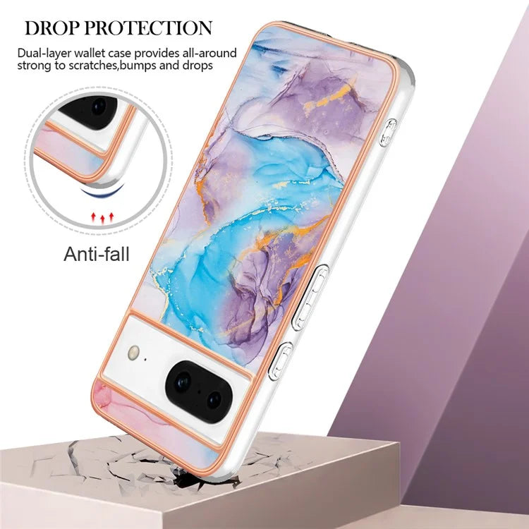 YB IMD Series-1 For Google Pixel 8 TPU Case IMD Pattern Electroplated Phone Cover