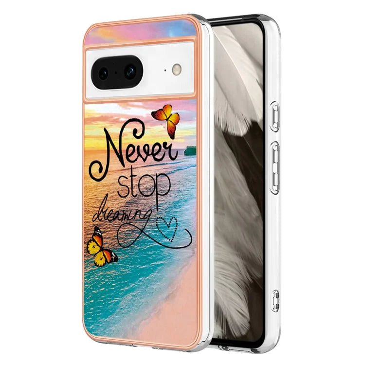 YB IMD Series-1 For Google Pixel 8 TPU Case IMD Pattern Electroplated Phone Cover