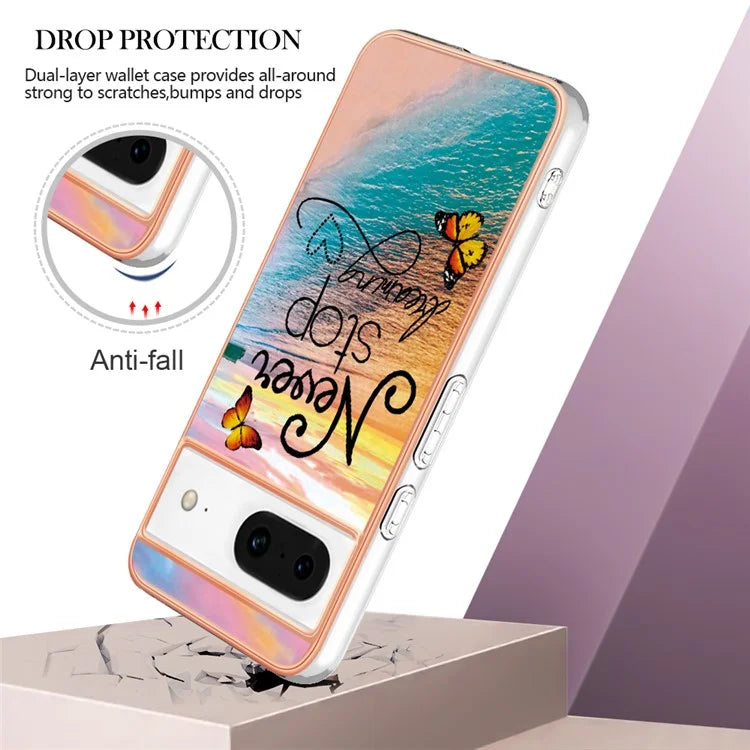 YB IMD Series-1 For Google Pixel 8 TPU Case IMD Pattern Electroplated Phone Cover