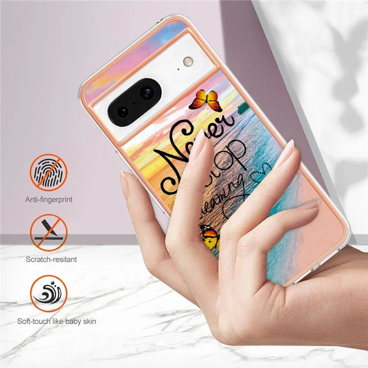 YB IMD Series-1 For Google Pixel 8 TPU Case IMD Pattern Electroplated Phone Cover