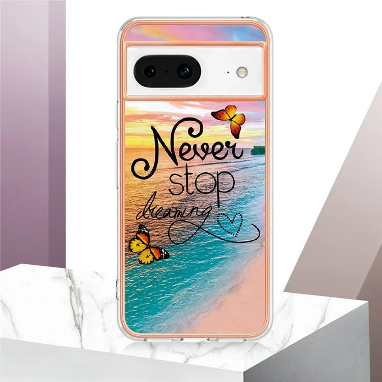 YB IMD Series-1 For Google Pixel 8 TPU Case IMD Pattern Electroplated Phone Cover
