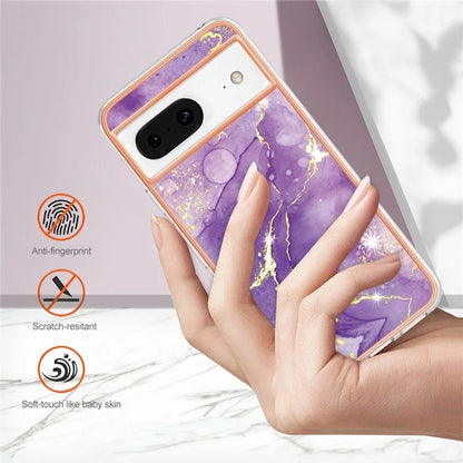 YB IMD Series-2 For Google Pixel 8 TPU Case IMD Marble Pattern Electroplated Phone Cover