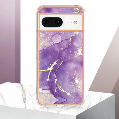 YB IMD Series-2 For Google Pixel 8 TPU Case IMD Marble Pattern Electroplated Phone Cover