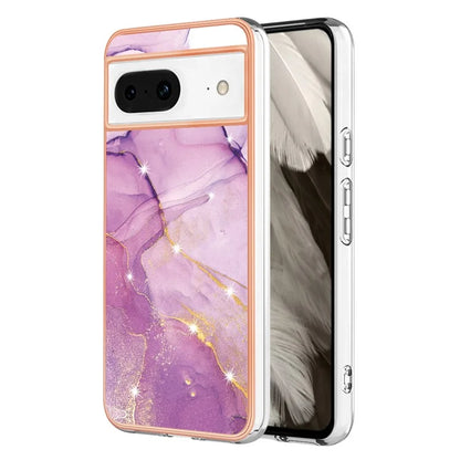 YB IMD Series-2 For Google Pixel 8 TPU Case IMD Marble Pattern Electroplated Phone Cover