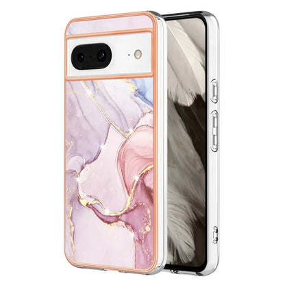 YB IMD Series-2 For Google Pixel 8 TPU Case IMD Marble Pattern Electroplated Phone Cover