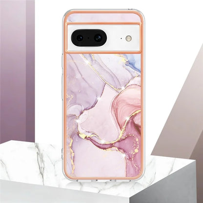 YB IMD Series-2 For Google Pixel 8 TPU Case IMD Marble Pattern Electroplated Phone Cover