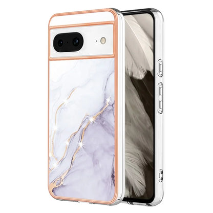 YB IMD Series-2 For Google Pixel 8 TPU Case IMD Marble Pattern Electroplated Phone Cover