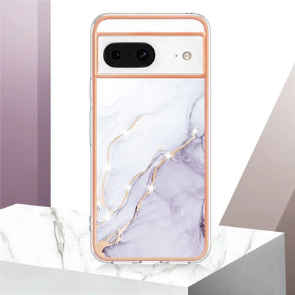 YB IMD Series-2 For Google Pixel 8 TPU Case IMD Marble Pattern Electroplated Phone Cover
