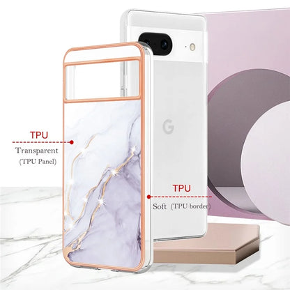 YB IMD Series-2 For Google Pixel 8 TPU Case IMD Marble Pattern Electroplated Phone Cover