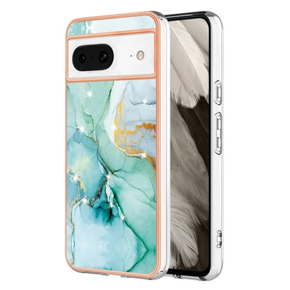 YB IMD Series-2 For Google Pixel 8 TPU Case IMD Marble Pattern Electroplated Phone Cover