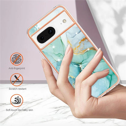 YB IMD Series-2 For Google Pixel 8 TPU Case IMD Marble Pattern Electroplated Phone Cover