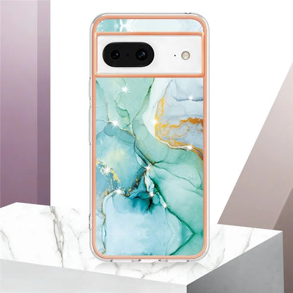 YB IMD Series-2 For Google Pixel 8 TPU Case IMD Marble Pattern Electroplated Phone Cover
