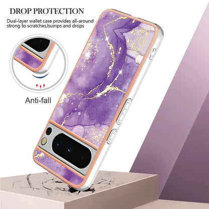 YB IMD Series-2 For Google Pixel 8 Pro Case Marble Pattern Electroplating TPU Phone Cover