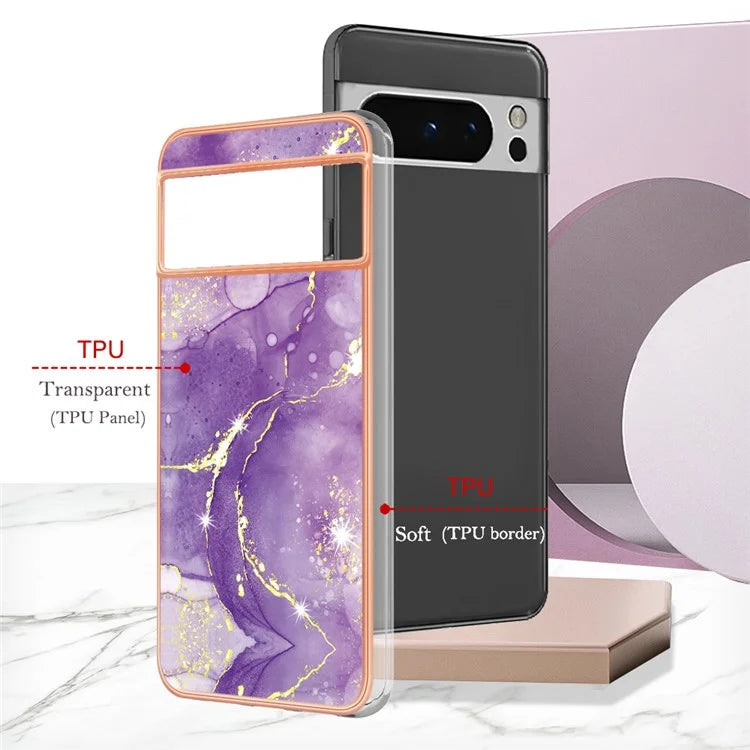 YB IMD Series-2 For Google Pixel 8 Pro Case Marble Pattern Electroplating TPU Phone Cover