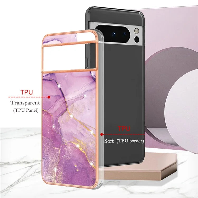 YB IMD Series-2 For Google Pixel 8 Pro Case Marble Pattern Electroplating TPU Phone Cover