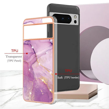 YB IMD Series-2 For Google Pixel 8 Pro Case Marble Pattern Electroplating TPU Phone Cover