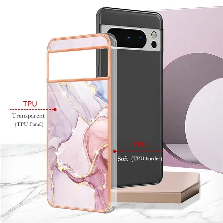 YB IMD Series-2 For Google Pixel 8 Pro Case Marble Pattern Electroplating TPU Phone Cover